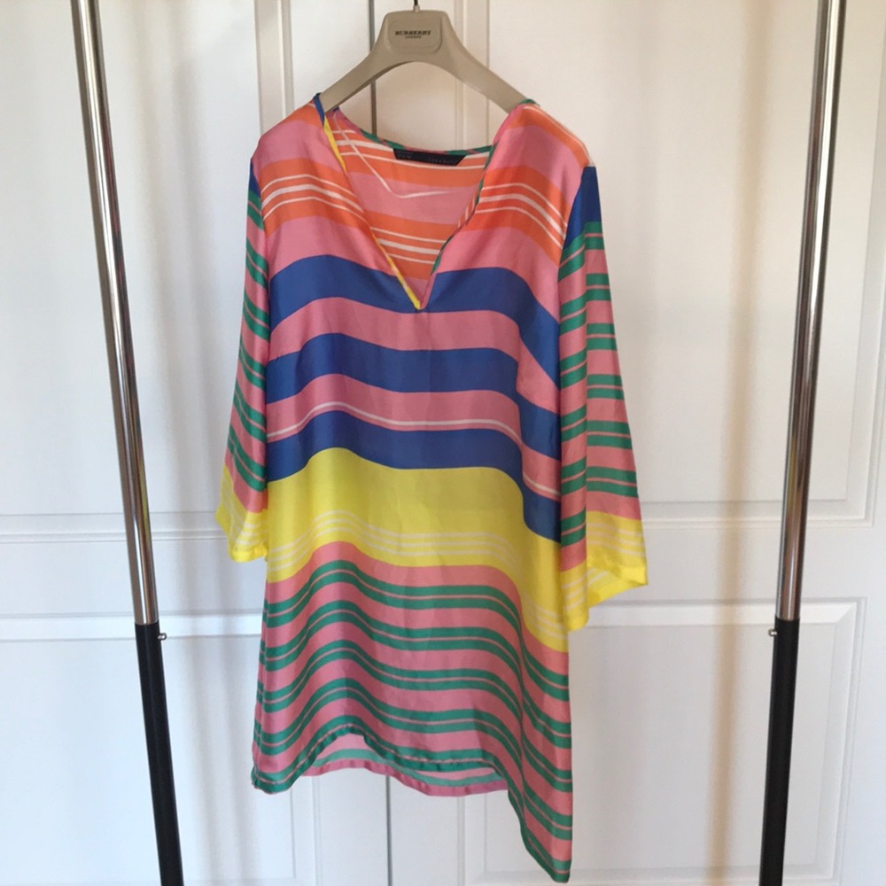 Multi colored beach cover up.